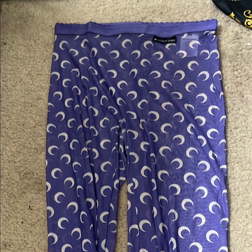 Marine Serre Purple and White Crescent Moon Leggings